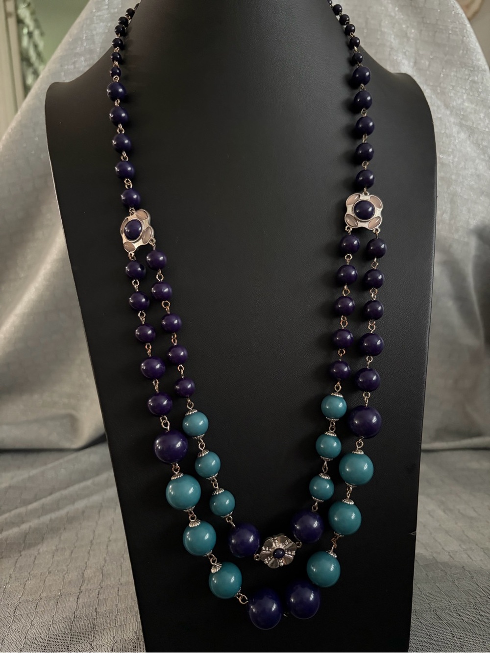 Purple and Teal Beaded Women's Necklace